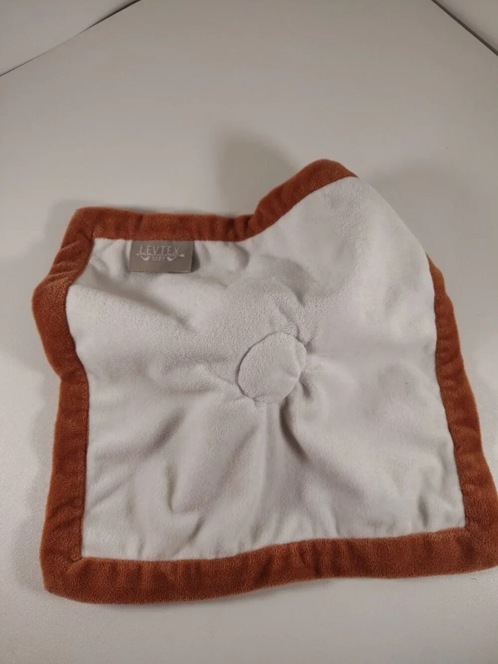 Levtex Orange Fox Baby Lovey Security Blanket Brown Gray Plus Cross Dot White